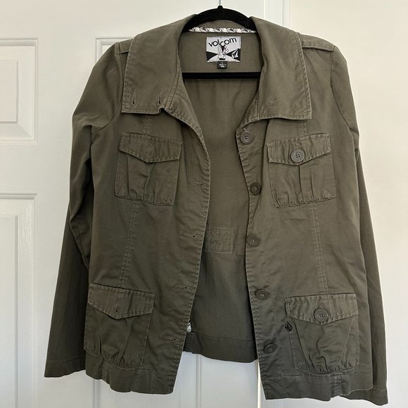 VOLCOM Khaki Green Military-Style Blazer - Picture 1 of 3